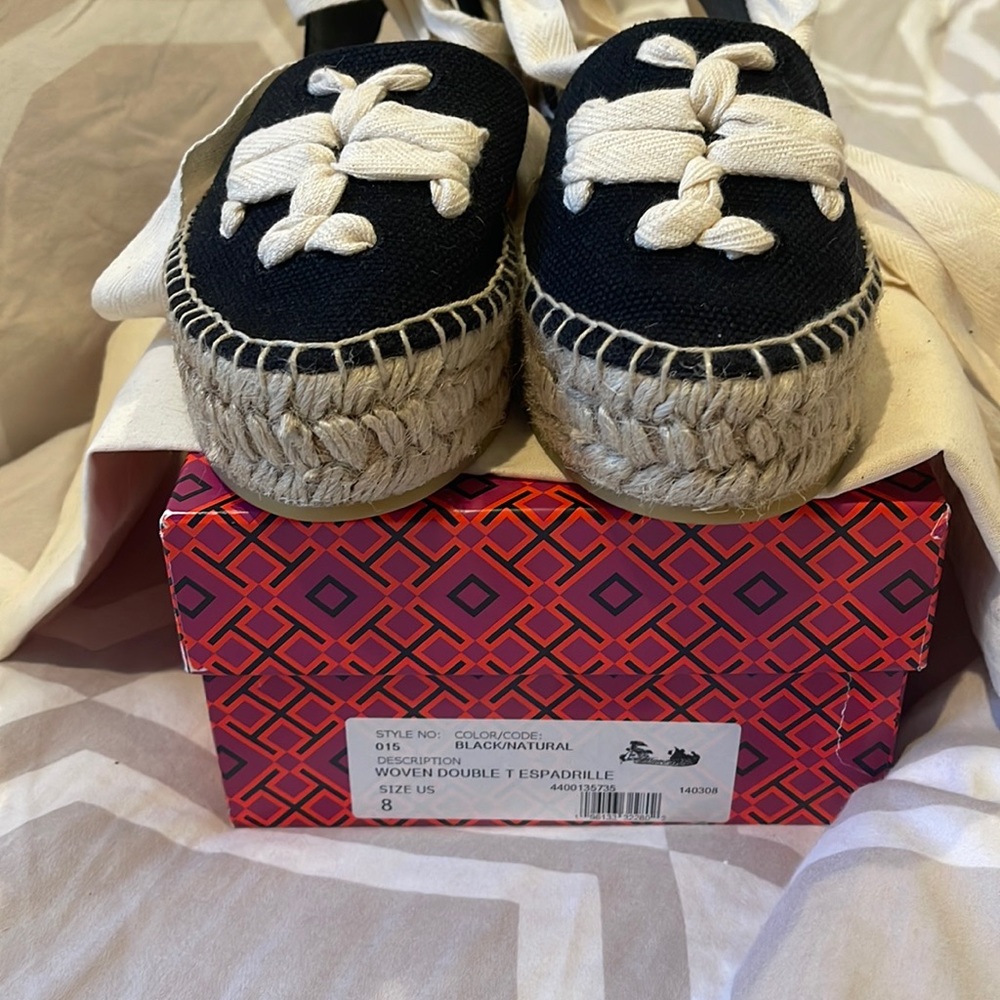 Tory Burch WOVEN DOUBLE T ESPADRILLE.